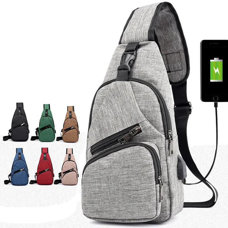 Серая Повседневная сумка через плечо с индивидуальным логотипом, водонепроницаемая сумка-слинг через плечо, нейлоновая спортивная мужская нагрудная сумка для путешествий