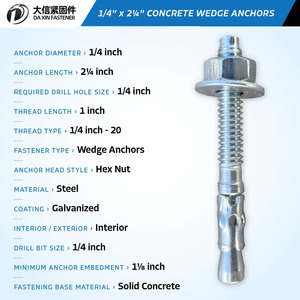 Tùy chỉnh Neo khối nêm mở rộng hình lục giác máy giặt Nut Bolt thép không gỉ bê tông nêm Neo (mạ kẽm)-Hex NUT - Product Image 3