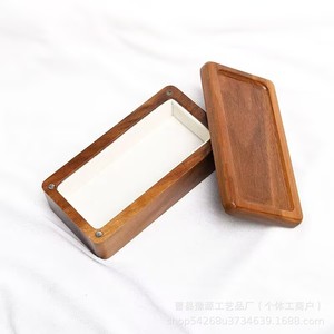 Walnut Wood Jewelry <b>Box</b> 7 Inch Eco-Friendly Storage Case For <b>Earrings</b> And Rings Vintage Solid Wood Travel Organizer - Product Image 3