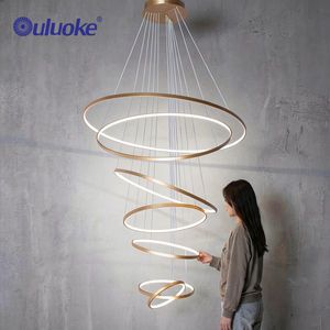 Lampadario a Sospensione LED Moderno in Oro, 3 Temperature di Colore, in Ferro e Alluminio per Hotel, Lobby, Centro Commerciale, Lampada di Lusso - Product Image 5