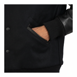 Chaqueta Universitaria de Béisbol para Hombre, Diseño Nuevo, Color Sólido, 100% Algodón, Cuello Alto, Estilo Urbano para Invierno - Product Image 1