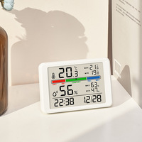 Indicador de confort de aire interior de diseño moderno, reloj despertador LCD, termómetro Digital colgante, higrómetro con soporte, pantalla de fecha y hora