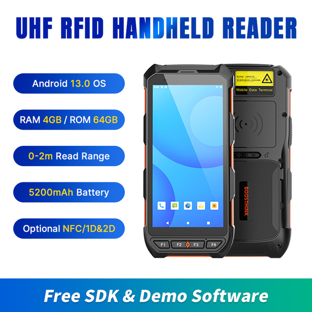 Android 13 5.5-inch Industrial Data Terminal with Barcode Scanning UHF RFID Reader Handheld Scanner for Inventory Management
