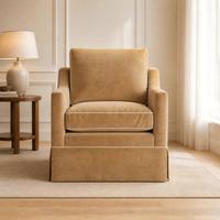 Gepolsterter Akzentsessel mit Schürzen-Design und Kontrastpaspelierung, Einzelsofa für Wohnzimmer und Schlafzimmer, ohne Drehfunktion