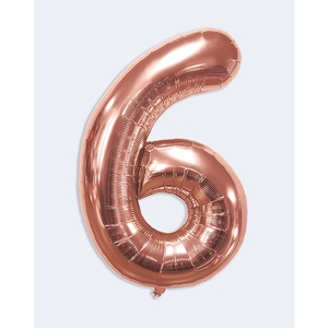 Palloncino per festa a globo numerato numero sei 80cm oro rosa N6 - Product Image 1