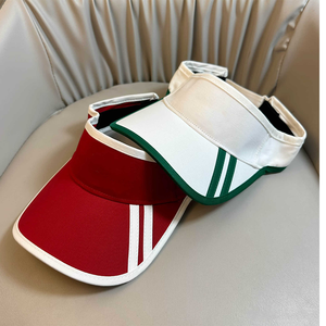 Visière de tennis blanche avec bordure verte, respirante, pare-soleil, unisexe, chapeau de sport d'extérieur - Product Image 5