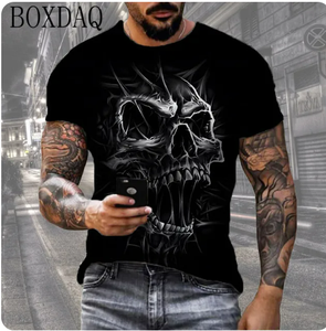 Horror Death Skull hombres Camisetas manga corta al por mayor estampado <span class=keywords><strong>Terror</strong></span> Hip Hop Camiseta cuello redondo verano Tops ropa hombres camisetas - Product Image 3