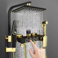 Ensemble de douche mural de luxe moderne de haute qualité en or, ensemble complet de robinetterie de douche pour hôtel