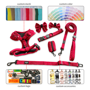 OKKPETS nuove tendenze imbracatura per cani in velluto a coste e guinzaglio con stampa ossea e zampa tessuto morbido resistente per cani di piccola taglia - Product Image 4