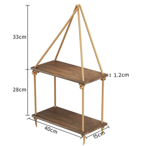 Estante Colgante de Pared para Plantas, 2 Niveles, Estantes Flotantes de Cuerda, Decoración Boho para Hogar y Oficina - Product Image 5