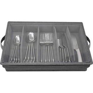 Đồ Dùng Flatware Lưu Trữ Ngực Với Nắp Rõ Ràng Và Có Thể Điều Chỉnh Ngăn Bộ Đồ Ăn Nhà Bếp Hộp Lưu Trữ Cho Tổ Chức Đồ Dùng - Product Image 1