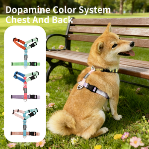 Moda mezcla de colores y monocromático cuello ajustable arnés para Perros Venta al por mayor DIY Multicolor Color Match H en forma de poliéster <span class=keywords><strong>perro</strong></span> chaleco - Product Image 2