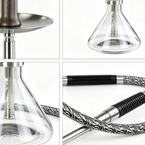 Cachimba de Acero Inoxidable con una Sola Manguera, Cazoleta de Vidrio Transparente, Narguile Árabe de 50cm, Tubo Recto Moderno para Bar - Product Image 2