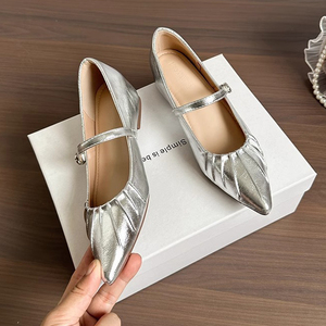 French Style Petite Heeled Mary Jane Pumps with Hidden Heel 2026 Summer New Rhinestone <b>Pointed</b> <b>Toe</b> Shoes for Women - Product Image 5