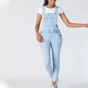 Denim Blue Fashion work wear bodycon stretch denim jeans women jumpsuit 2023 Overall Rompers