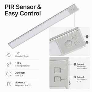 Luz LED Ultra Delgada Recargable con Sensor de <span class=keywords><strong>Movimiento</strong></span> para Gabinete, 3CCT, Regulable, Tipo Barra, con Conexión Tipo-C - Product Image 5