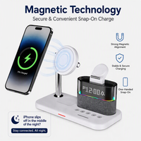 Chargeur sans fil magnétique 3-en-1 pour iPhone, pour Watch, avec affichage de l'heure, support de charge rapide 25W, lieu d'origine