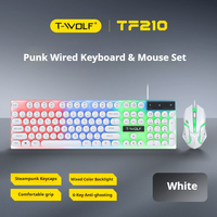 T-WOLF TF210 Punk Retro Wired Keyboard & Mouse Combo-RGB Backlit 104 Keys Mechanical Feel for Gaming & Vintage PC