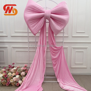 ฉากหลังกำมะหยี่สีแดงหรูหรา ประดับโบว์ สำหรับตกแต่งงานแต่งงาน พิธี งานเลี้ยง ทางเดิน และเวที - Product Image 3