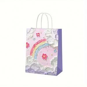 Sac à emporter de luxe personnalisé avec poignée, design peinture à l'huile, sac en papier pour emballage cadeau, sac de shopping personnalisé avec votre propre logo - Product Image 5