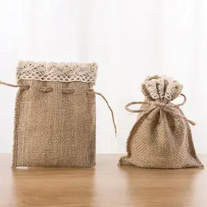 Customized High Quality Jute Hessian Drawstring Gunny Sack Bag for Gift Jewelry Cocoa Beans Pouches