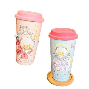 Vaso de Acero Inoxidable Zuo Mu con Tapa y Asa Antiderrames de 500 ml, Taza de Regalo para Café y Té, Primavera 2025 - Product Image 3