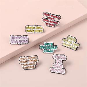 Broche de letras de liga, personalidade, sorriso para a palavra, esmalte, energia positiva, pino - Product Image 3