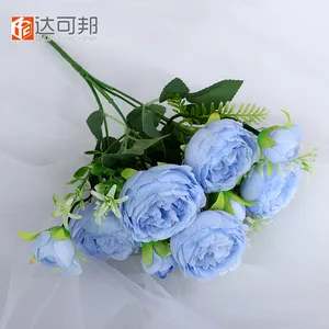 5 Persian 25cm blue Roses Premium High-end Autumn Hight Quality 5 Persian Roses Artificial Flowers Gift