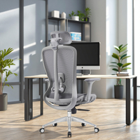 Nouvelle chaise de bureau ergonomique moderne en maille de bonne qualité, pivotante, avec accoudoirs réglables, support lombaire, appui-tête et vérin à gaz certifié classe 3