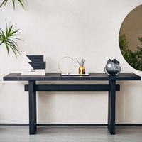 Console d'entrée moderne en bois massif, table noire minimaliste pour salon avec comptoir mural
