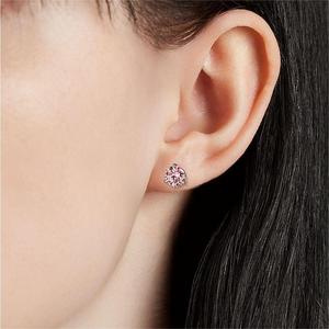 Boucles d'oreilles personnalisées en argent Sterling 925, zircon cubique moderne pour dame <span class=keywords><strong>rose</strong></span> diamant étincelant rond Solitaire <span class=keywords><strong>Martini</strong></span> - Product Image 4