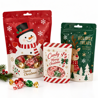 Kerstnootjes snackzakje met opdruk, hersluitbaar, voor gedroogd fruit, trailmix, snoep en andere feestelijke snacks