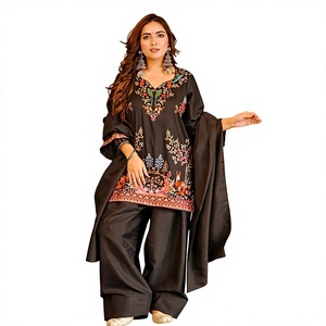 Conjunto de Kurta y Pantalón para Mujer TENNECY, Estampado, Recto, para Bodas, Diwali, Fiestas, Todas las Temporadas, Sin Arrugas, Elástico, Reversible, de Secado Rápido - Product Image 1