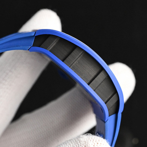 48mm Blue Ceramic Tonneau Tourbillon <b>Watch</b> Men Eiffel Tower Skeleton Dial <b>Rubber</b> Band Automatic Mechanical Wristwatch - Product Image 5