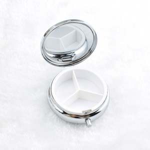 Portable <b>Mini</b> Metal Cosmetic Mirror and Pill Organizer Travel-friendly Aluminum Pill Box for Container - Product Image 1