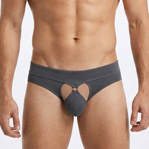 Sous-vêtements B2B en gros pour hommes, avec logo personnalisé, OEM ODM, faible MOQ, sexy, exotiques, fétichistes, érotiques, à découpe ouverte sur le devant, avec anneau en O et pochette en maille - Product Image 2
