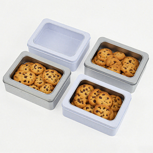 Boîte <span class=keywords><strong>en</strong></span> métal rectangulaire personnalisable <span class=keywords><strong>pour</strong></span> gâteaux, biscuits, tiramisu et mousses, avec couvercle transparent et fenêtre - Product Image 1