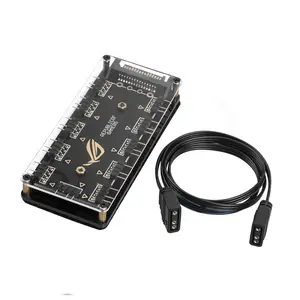 Cabo de extensão 5v 3 pinos rgb, 10 hub divisor sata power 3pin argb adaptador para asus aura sync msi asrock rgb led w/case