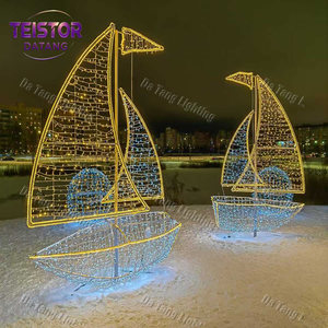Décoration de bateau de Noël illuminée pour l'extérieur, idéale pour les rues commerciales, les places publiques et les projets de paysagisme festif - Product Image 6