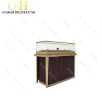 Vitrine de présentation de bijoux en verre étanche avec support métallique pour magasin, meuble de présentation de bijoux