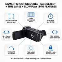 Caméra vidéo numérique personnalisée OEM ODM, 64MP, écran tactile, enregistreur vidéo pour la création de contenu, caméra vidéo professionnelle 4K