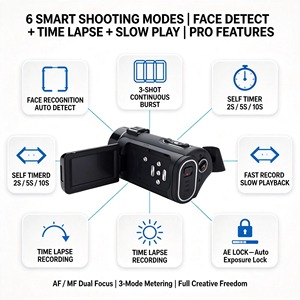 Caméra vidéo numérique personnalisée OEM ODM, 64MP, écran tactile, enregistreur vidéo pour la création de contenu, caméra vidéo professionnelle 4K - Product Image 3