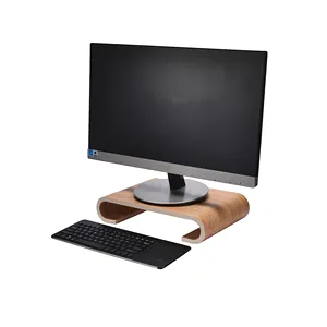 Wood Monitor Stand Riser Computer Desk Organizer Desktop Dock Wooden Mount Display for PC TV Screen Notebook Laptop Walnut Color