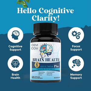 Özel etiket beyin <span class=keywords><strong>Boost</strong></span> kapsüller vitaminleri bilişsel beyin gelişimi ve sağlık promosyonu için folik asit Thiamin takviyeleri - Product Image 2