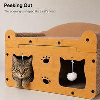 Villa pour chat avec griffoir intégré et lit en carton ondulé respirant, porte style télévision, utilisable toute l'année