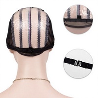 Filets à cheveux en plastique noir S M L, bonnets de perruque en maille extensible avec sangles réglables pour la fabrication de perruques