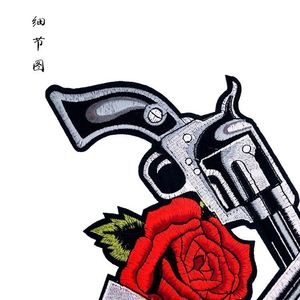 Factory Sell No Minimum Custom Embroidery Iron on Gun Rose Patch for Clothes Bag Biker Jacket - Product Image 6
