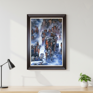 Pintura de Arenisca Hecha a Mano con <span class=keywords><strong>Paisaje</strong></span> de Nieve de Zhangjiajie, Arte de Pared de Montañas para Decoración del Hogar y Adorno, Obra de Arte Grande - Product Image 5