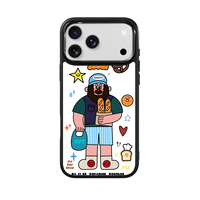Coque de téléphone AG Feeling Black Edge avec motif barbe dorée pour iPhone 17, 17 Pro Max, 16 Pro, 15, 15 Pro Max – Coque magnétique
