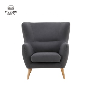 Accent-Silla de sala de estar de tela de madera, respaldo alto - Product Image 3